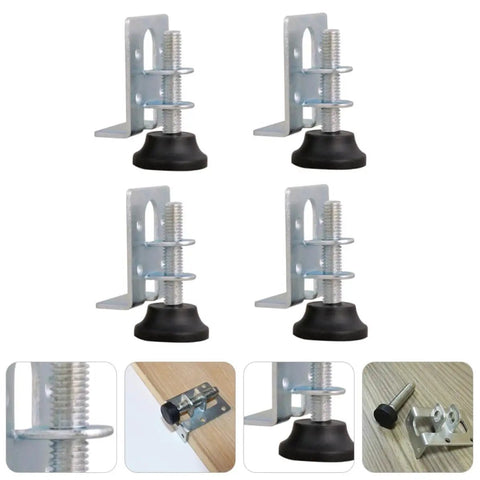 Adjustable Furniture Leveling Feet 4 Pack Stainless Steel And Nylon Easy To Install For Cabinets Wardrobes And Tables