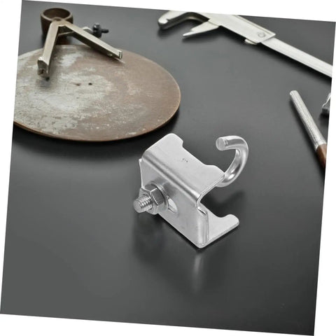 Killer Grip Six Piece Heavy Duty Girder Clamp Hooks For Beam Storage versatile steel bracket with hook on black surface.