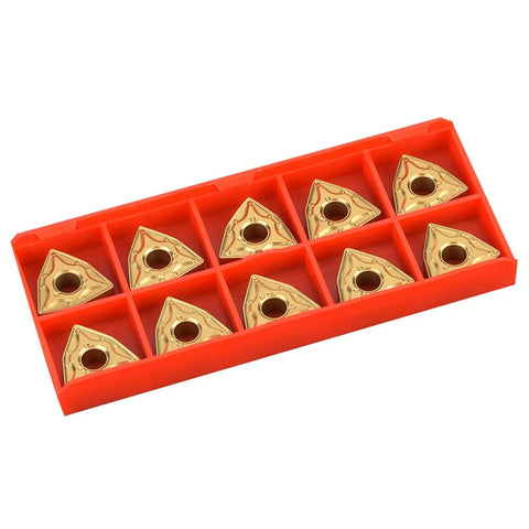 10 Pieces WNMG 432 And WNMG0804 CNC Carbide Inserts in red tray, high density coated finish for lathe milling tools, durable wear resistance