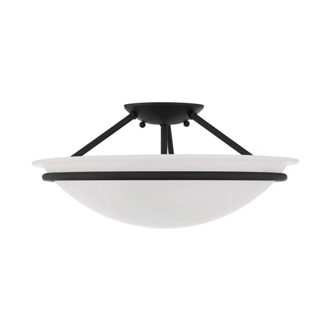 Newburgh 3 Light Ceiling Mount in Black Finish with Sleek Transitional Steel Design for Modern Living Spaces Ideal for Hallways