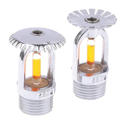 Built Tough Side Discharge Fire Sprinkler Head With 57 Degree Fast Acting Thermal Bulb displayed in silver with visible bulb during use.