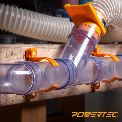 Open Style Dust Collection Pipe And Hose Hangers With Multi Mounting Options For Two And A Half Inch Ducting And Hoses Heavy Duty 4.5 Lb Holding Capacity Five Pack Orange For Wall Mounts In The Shop