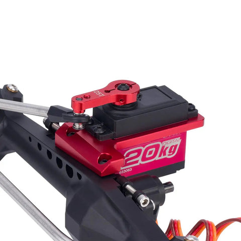Beefy Aluminum 1/10 RC Servo Mount Low Center Of Gravity For Capra F9 Offset Front Portal Axle, CNC Machined LCG Chassis Upgrade Part For Tough Crawling, Improve Stability And Clearance, Black on model