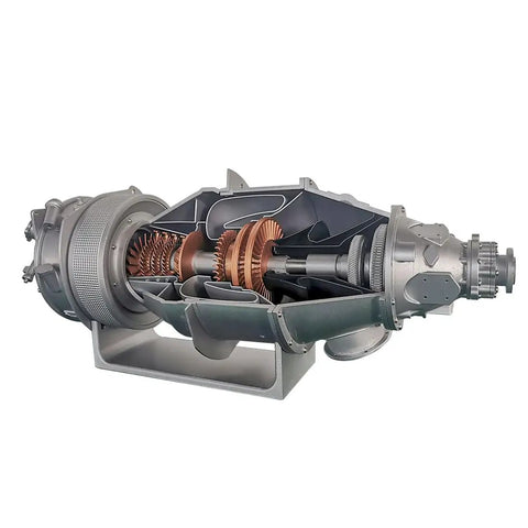 Turboprop Aircraft Engine Model Kit For 3D Printing And DIY Projects, PT6A Functional Engine Model, Educational Science Kit Pack Of 100 Pieces For Hands-On Learning And Model Making, cutaway on stand