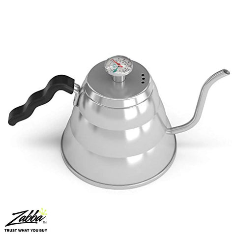 Front view of Gooseneck Kettle With Thermometer 34oz Stainless Steel Pour Over Coffee Maker And Tea Kettle With Precision Drip Spout