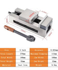 Heavy Duty One Piece CNC Vise And Milling Machine Fixture Providing Rock Solid Clamping Power For Precision Turning And Badass Custom Fabrication Jobs With Angle Lock, 4 inch cast iron, dimensions shown.