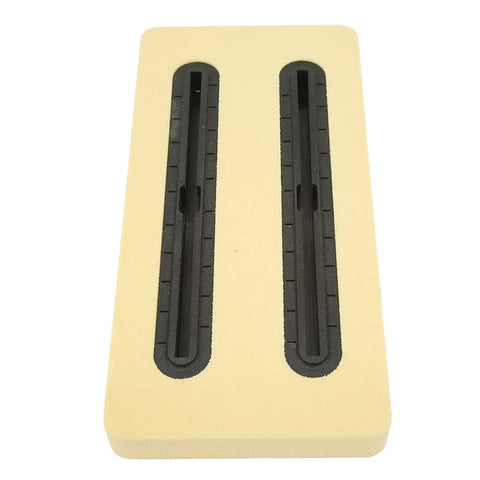 Rectangular Hydrofoil PVC Foam Box Mount System with two black mount slots on beige foam base, top view.