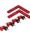 Straight Shooter Aluminum Woodworking Jig For Snap Tight Corner Clamping And Splicing 160X160Mm with red corner blocks and clamps