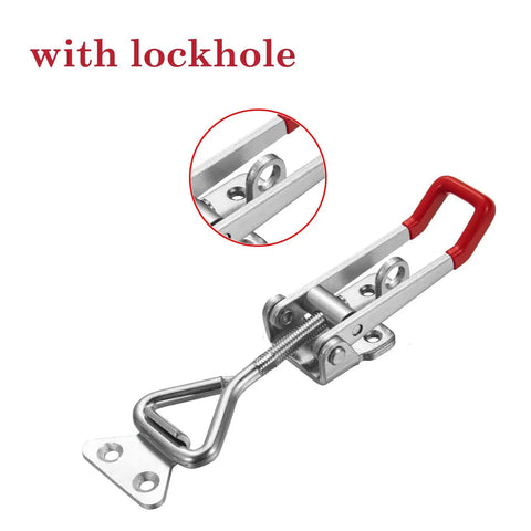 Beefy Heavy Duty Toggle Latch Clamp 4002 Style with Lock Hole 550Lbs holding capacity, red handle, adjustable, for smoker lids and tool boxes