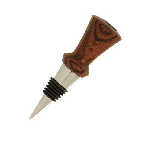 Kickass Five Piece Bottle Stopper Kit Bundle With Wide Cherry Wood Turnery Blanks For Slick Diy Home Bar Crafting And Cool Woodworking Projects That Totally Hit The Spot, stainless steel and hardwood wine stopper.