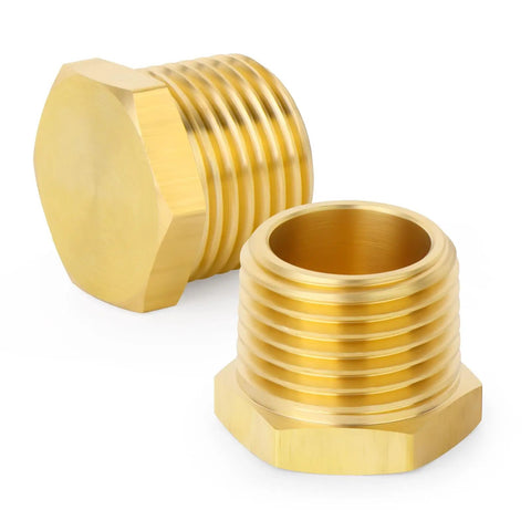 Brass Outer Hex Thread Socket Pipe Plug Fittings Set, Fifteen Pieces, One Quarter Inch NPT Male, heavy duty, rust proof