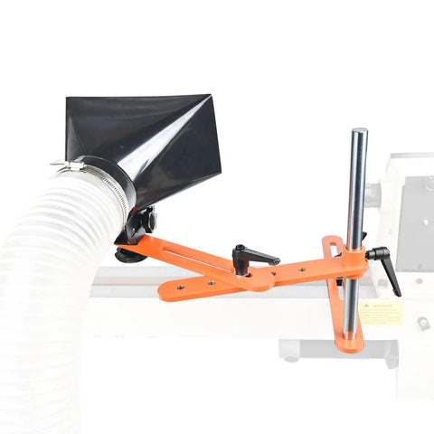 Must Have Dust Hood Stand With Folding Extension Arm For Wood Lathe Dust Collection Gear, 9x5 Inch Hood, 4 Inch Hose Spigot, Clamp Mount