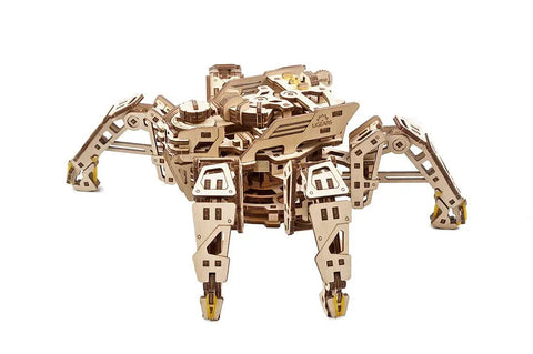 Six Legged Walking Robot Wooden Puzzle Kit For Adults DIY Hexapod Model With Self Propelled Motion Terrain Navigating Crawler Adjustable Speed Dial Realistic Insect Action Hands On Fun Craft Project, wooden hexapod model