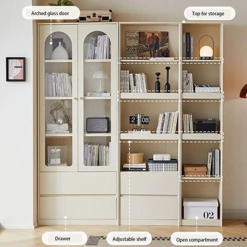 Dope Floor Standing Modular Bookshelf With Open Compartments And Adjustable Shelves, shown with books and decorative items, 2003mm tall