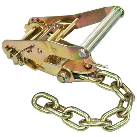 Heavy Duty Ratchet Buckle With 2 Inch Wide Handle And Chain Tail Four Pack For 3300 Pound Safe Working Load Strap