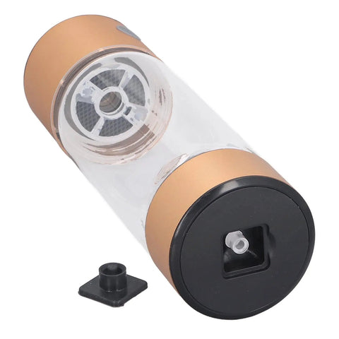 Hydrogen Water Bottle With Nasal Inhalation Hose For On The Go Hydration, 410ml Portable Rechargeable, gold and black design