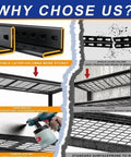 Comparison showing double-layer columns of Heavy Duty 4 Tier Metal Storage Shelf with 2240 lbs capacity for enhanced durability.