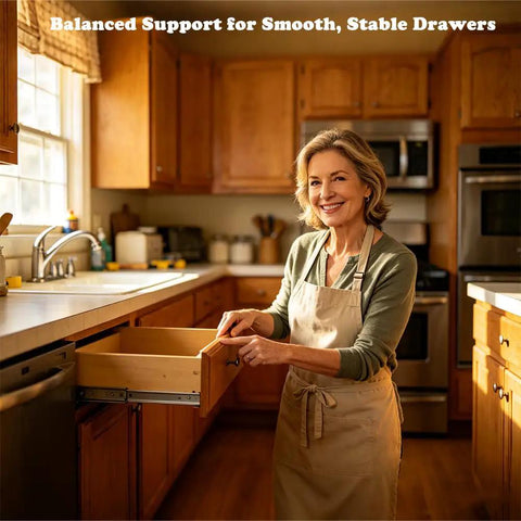 Drawer Guide Mounting Bracket Set for Left and Right Sides Replacement Rear Drawer Track Support demo in kitchen