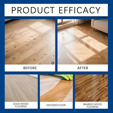 Before and after images demonstrating Top Shelf Wood Floor Polish And Hardwood Cleaner To Bring Back That Slick Showroom Shine.