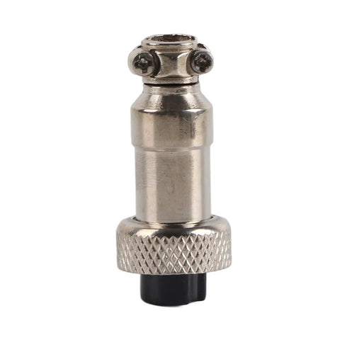 Male socket from 10 Piece 2 Pin Aviation Connector Kit With 12mm Threaded Male And Female Sockets, silver plated metal