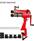 Red bead roller machine for sheet metal work with manual flare tool, six dies, adjustable gap, rotary bead former for pros and DIYers.