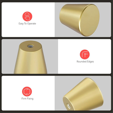Five Pack Gold Knobs Brushed Brass Round Cabinet Pulls For Kitchen Cabinets Dope Small Drawer Hardware Easy Install