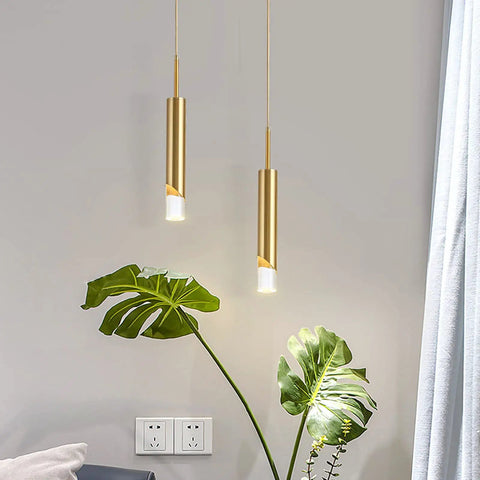 Gold Modern Mini Pendant Lights 3 Pack For Kitchen Island Bedroom And Dining Bar with 2.36 inch shades and 47 inch cords