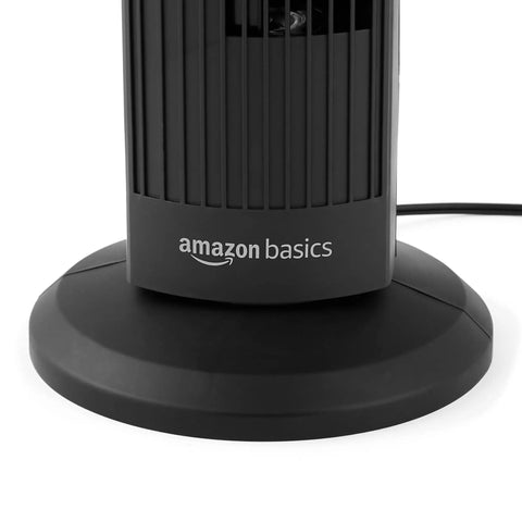 Base of Big Time Cooling Tower Fan For Home With Ultra Quiet Operation Smooth Sixty Degree Oscillation And Easy Turn Dial Controls Plus Three Fast Speed Settings In Tight Black.