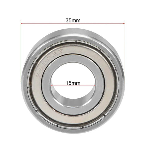 Premium Stainless Steel Ball Bearing 6202ZZ Double Shielded 15 X 35 X 11 Millimeter Unit with measuring labels.