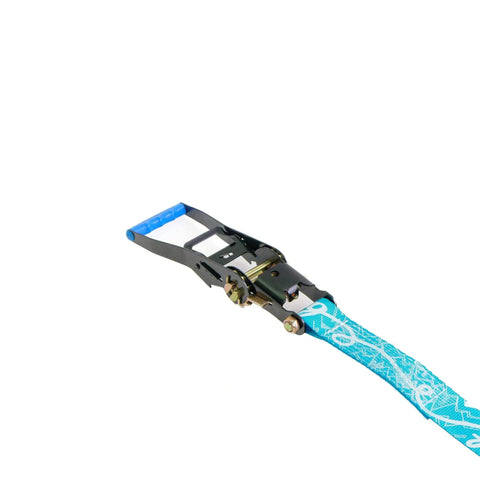 Azure blue ratchet from 60ft Slackline Kit Complete Set With Ratchet, Training Line, Bark Protectors, And Instructions For Kids And Adults