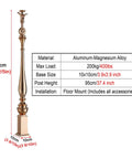 Pro Level Zero Hassle 0 To 270 Adjustable Angle Deck Banister Columns Bulk Pack Heavy Duty Staircase Railing Support Posts Floor Mount Balusters For Commercial And Residential Remodeling Jobs, 95cm tall aluminum-magnesium alloy post.