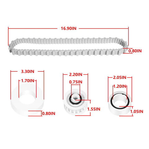 Climbing Ring Timing Track Guide Wheel Replacement Kit For Dolphin Nautilus CC Plus Robotic Pool Cleaner components with dimensions