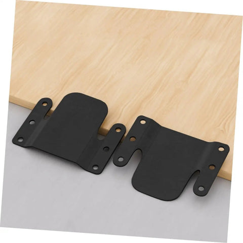 Heavy Duty 4 Piece Iron Sectional Sofa Connectors, No Sweat Install Couch Joint Brackets on wooden surface for quick setup.