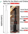Black Steel Stair Railing Posts Adjustable 0 To 270 Angle 41 Inch Height 20 Pack Kit With Base Brackets dimensions and specifications