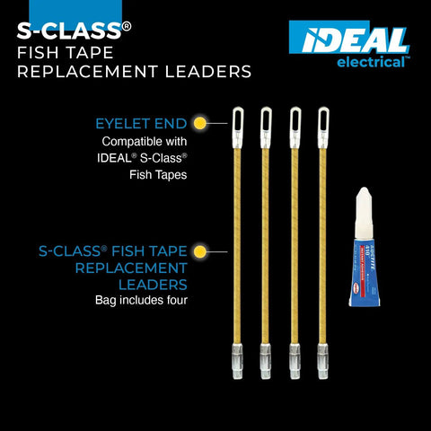 S Class Fish Tape Field Replacement Leader With Fiberglass Construction featuring four leaders and glue for wire pulling