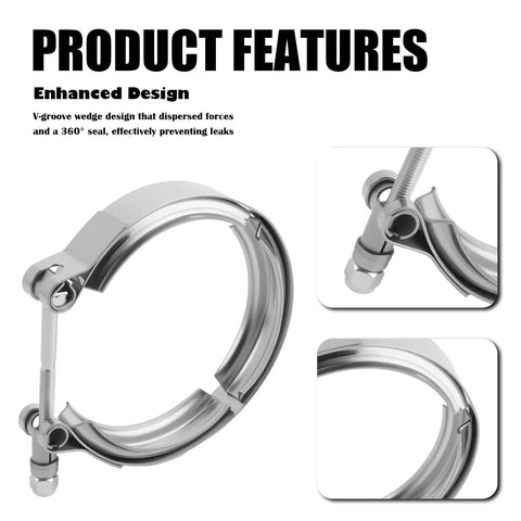 4 Inch V Band Clamp With T Bolt Stainless Steel Exhaust Clamp For Turbo Downpipes And Exhaust Systems close-up features