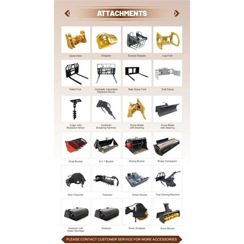 Attachments for Compact Construction Machine With 4WD Power And 2.3m Digging Depth Built Tough Workhorse Loader Digger Combo