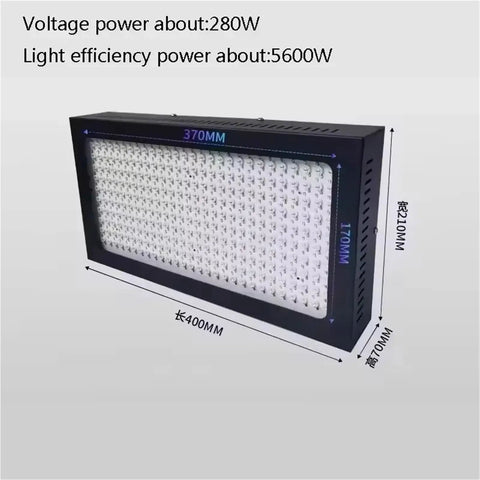 Built Tough 5600W Led UV Cure Light For 3D Resin And Gel Polish shown in side profile, highlighting dimensions and LED array.
