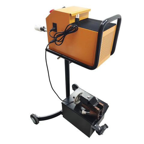 Pro Grade Brake Disc And Drum Lathe For Quick On Vehicle Repairs, 450mm disc handle, on stand with visible cords and components.
