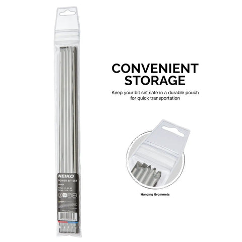 Extra Long 12 Inch Bit Set For Power Drivers 5 Piece Cr V Steel Screwdriver Bits in a pouch with storage details