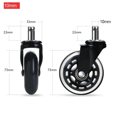 Three Inch Rubber Swivel Caster Set Of Five Heavy Duty Universal Furniture Glides showing detailed measurements and design.