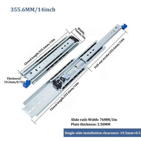 Heavy Duty 26 Inch Drawer Slides With 480 Pound Capacity Full Extension Ball Bearing Glides Locking Rails Side Mount