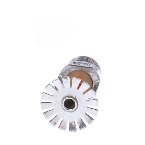 Heavy Duty Chrome Pendent Fire Sprinkler Heads Four Pack Rated One Thirty Five Degrees Fahrenheit With Slick Half Inch Pipe Connectors For Easy Install Vibes And Unstoppable Commercial Safety Performance.