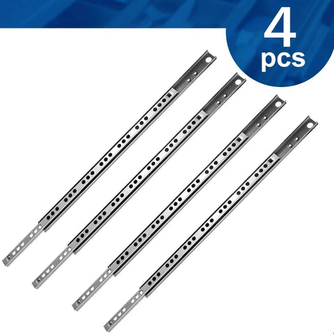 Heavy Duty Ball Bearing Drawer Slides 16 Inch Four Pack Two Way Metal Drawer Tracks With Mounting Screws 0.67 Inch Wide Rails Rust Resistant Cold Rolled Steel Smooth Quiet Glide