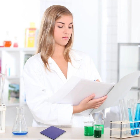 Cobalt Glass Sheet For Lab Experiments, Blue Glass For Flame Color Testing And Filtration, Protective Chemistry Supply For Industrial Cement And Steel Production, Lightweight And Portable Lab Gear For Field And Shop Use, purple cobalt glass sheet on lab bench