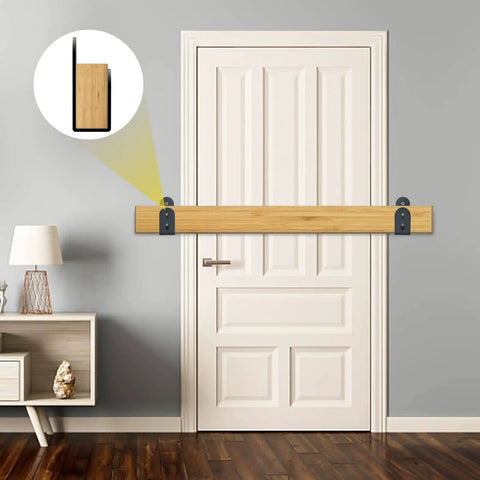 Heavy Duty Door Security Bar Barricade Bracket For 2 By 4 Lumber Steel U Bracket Open Bar Holder installed on door for extra security
