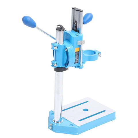 Jiawu High Capacity Electric Drill Stand Rotatable Bench Press with cast iron base and adjustable steel rod for easy setup.