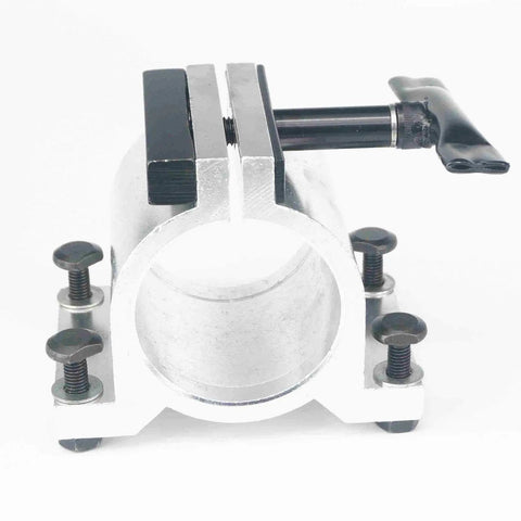 65Mm Diameter Aluminum CNC Spindle Motor Holder Mount Bracket Clamp For Engraving Machines With Cast Construction Adjustable Handle Stable Mount Easy Install Ideal For Milling Routing And DIY Engraving Projects, front view