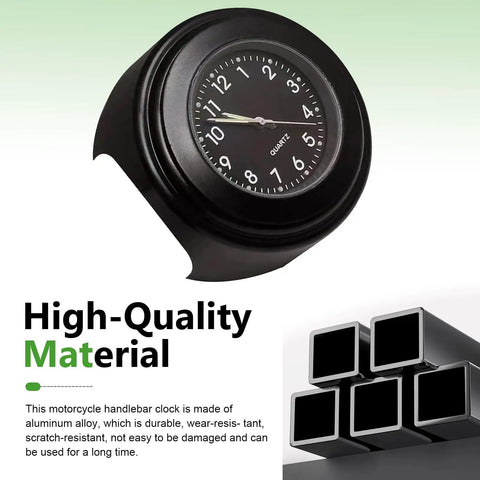Motorcycle Handlebar Clock Waterproof Anti Vibration Ride Ready Timepiece With Wrench Retro Dial Alloy Case up close