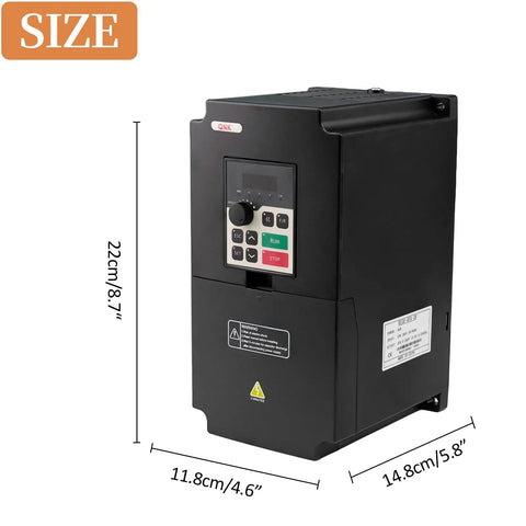 4KW 5.5HP 380V VFD Variable Frequency Drive Inverter dimensions shown for CNC spindle motor speed control